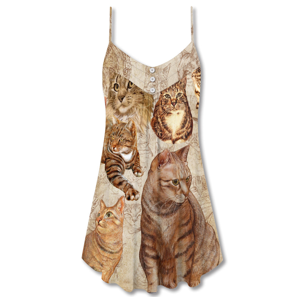If You Dont Like Cats Quote – Women's Summer Sleeveless V-Neck Camisole Dress