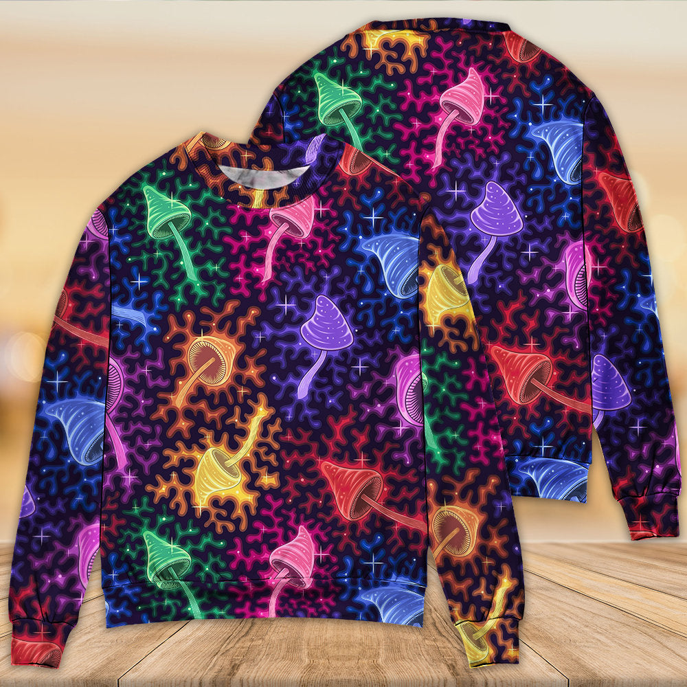 Galaxy Rainbow Mushroom Colorful Art – Sweater - Ugly Christmas Sweater