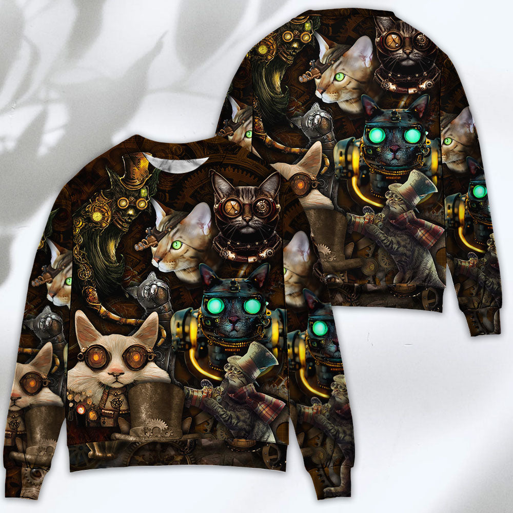 Steampunk Cat Art Steal Your Heart – Sweater - Ugly Christmas Sweater