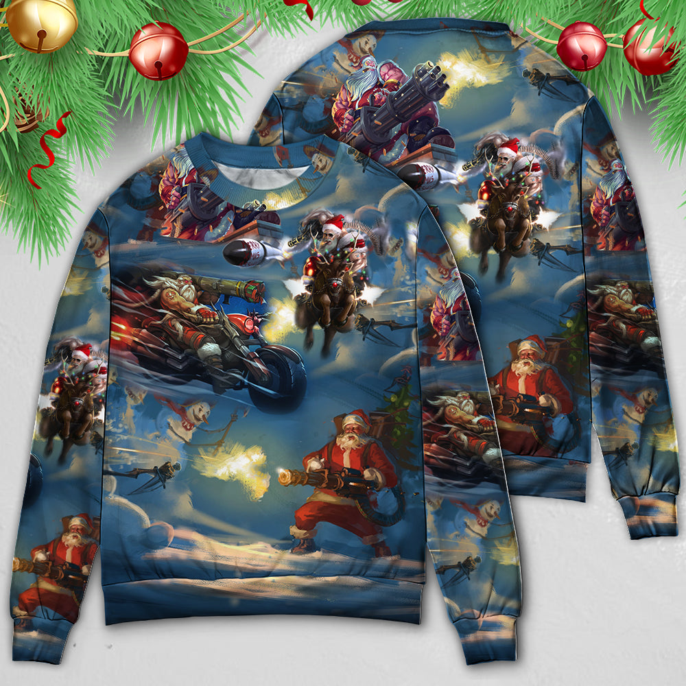 Christmas Santa Action Adventure Style – Sweater - Ugly Christmas Sweater