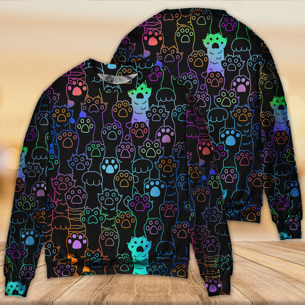 Cute Cat Little Paw Art Style – Sweater - Ugly Christmas Sweater