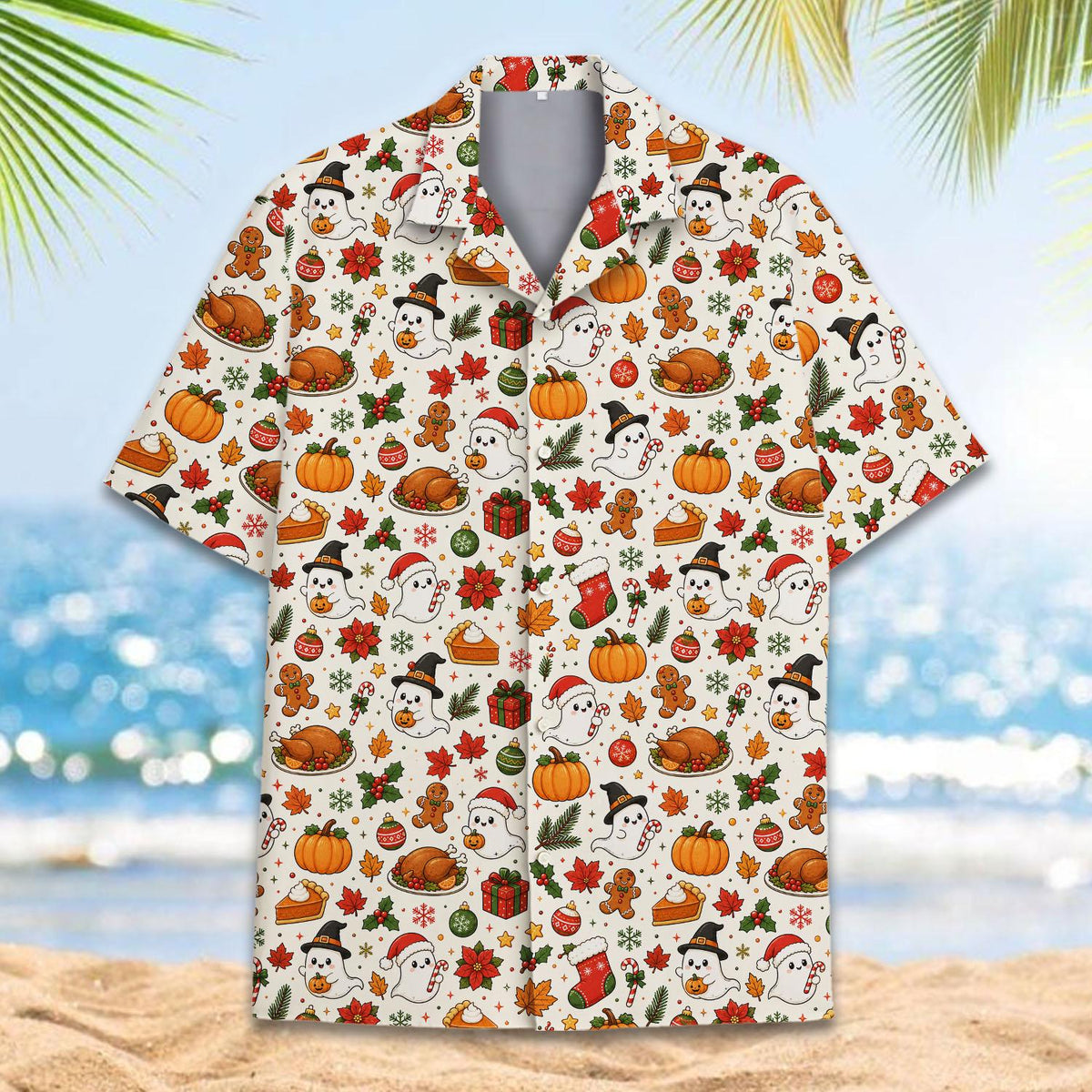 Halloween Thanksgiving Christmas Ghost Pumpkin Turkey – Hawaiian Shirt
