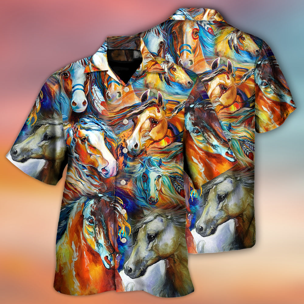 Colorful Horse Face Cool Art – Hawaiian Shirt