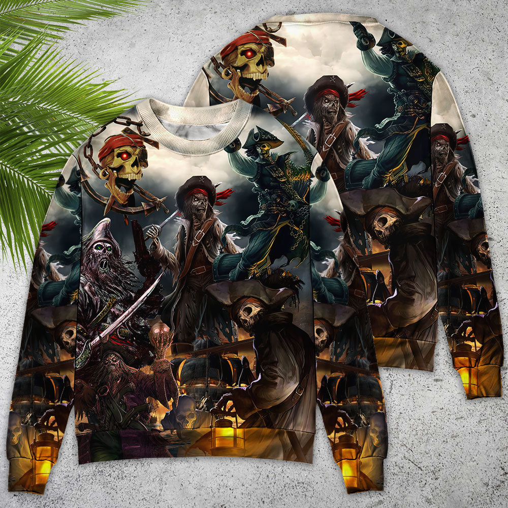 Skull Fantasy Ghost Pirate Art Style – Sweater - Ugly Christmas Sweater