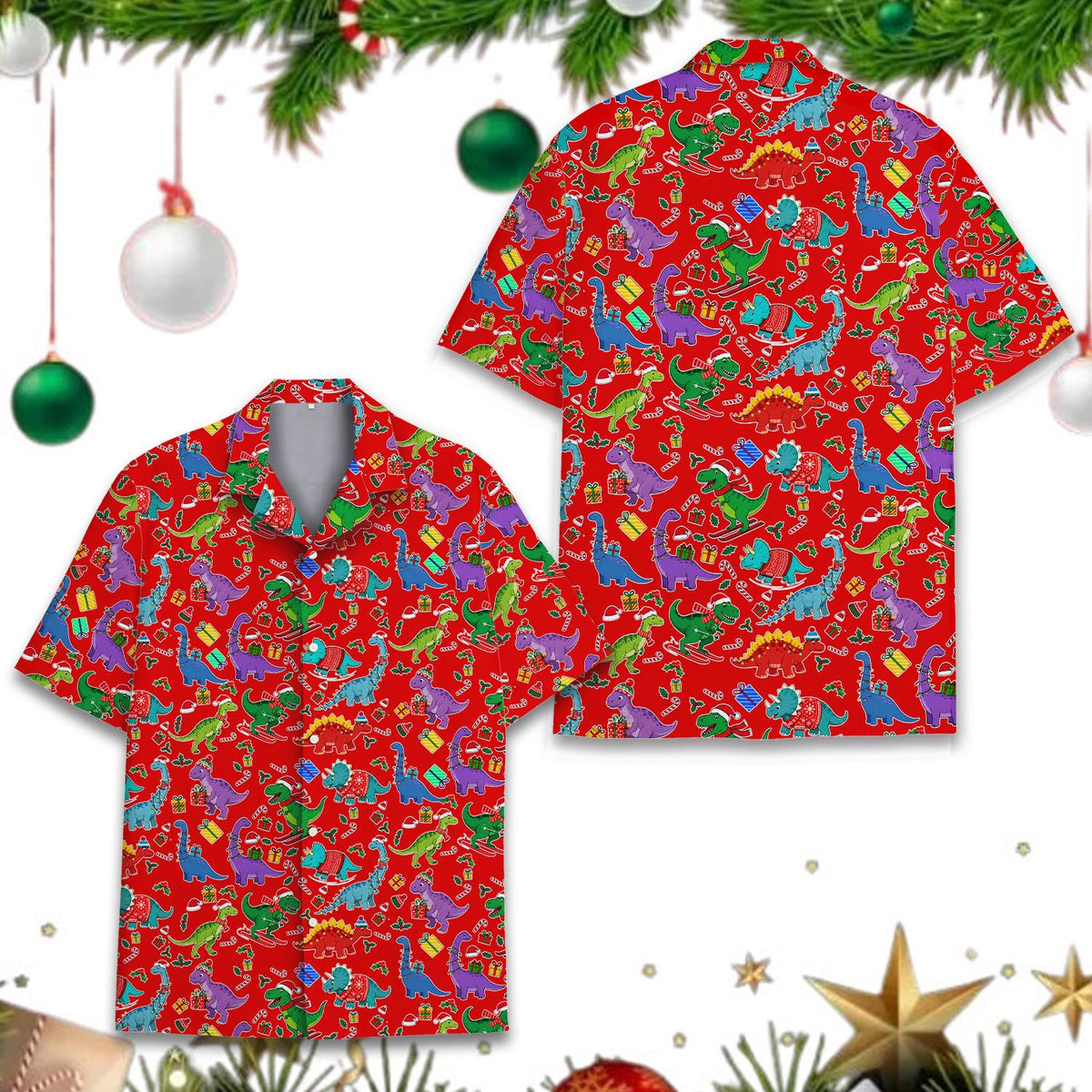Christmas Dinosaur Funny Dino Holiday Party 3 – Hawaiian Shirt