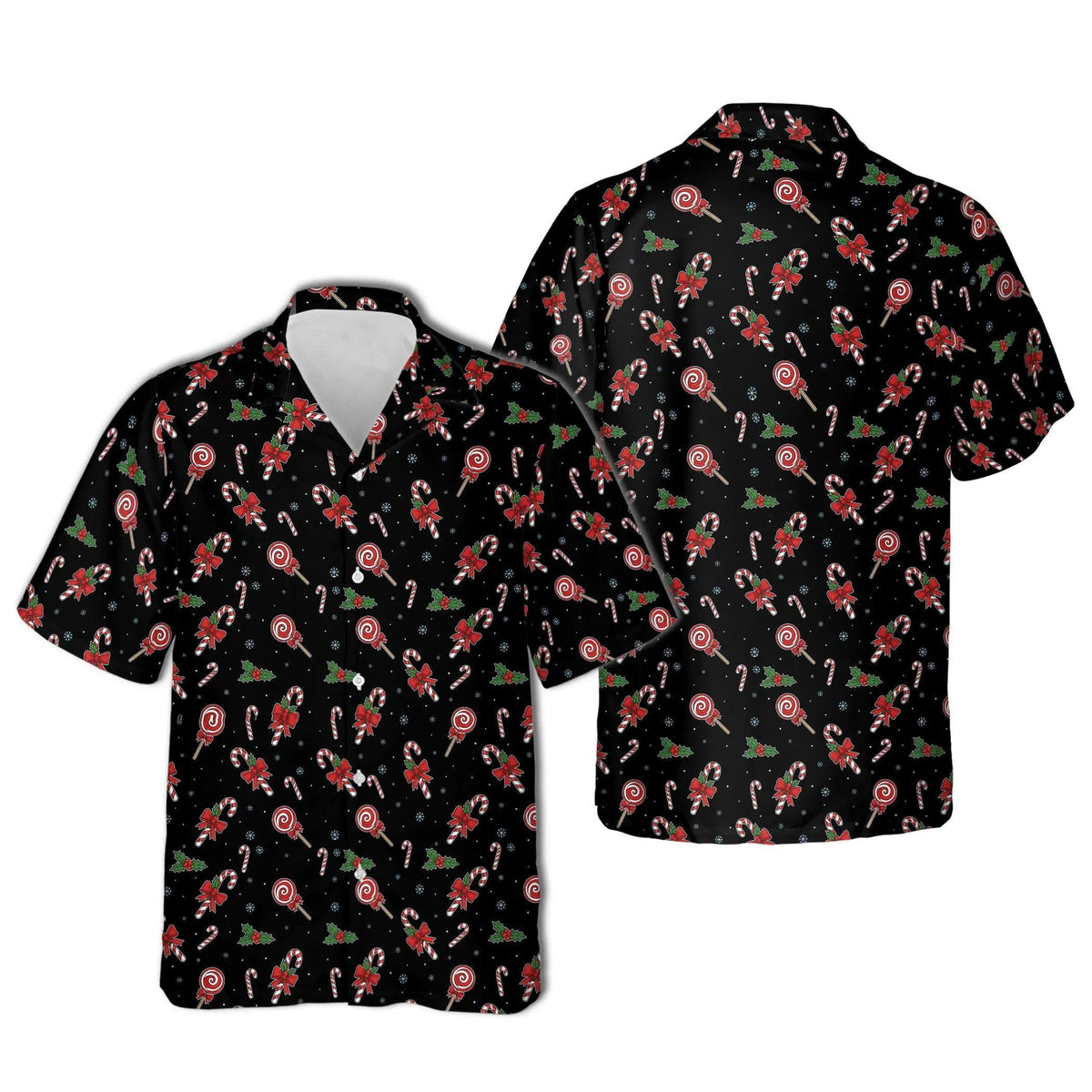 Christmas Candy Cane Black Peppermint Festive Holiday – Hawaiian Shirt