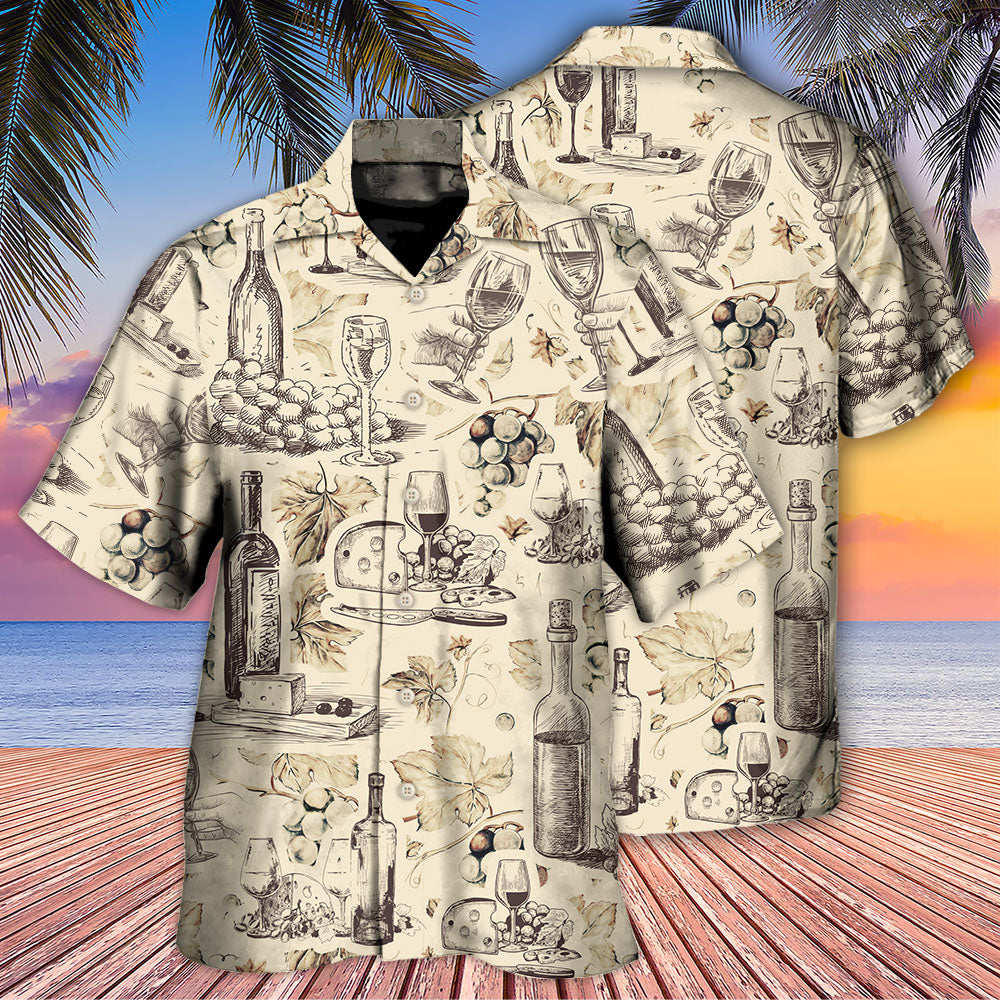 Wine And Grapes Retro Vineyard Art - Hawaiian Shirt