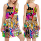 Hippie Wild Heart Floral – Women's Summer Sleeveless V-Neck Camisole Dress