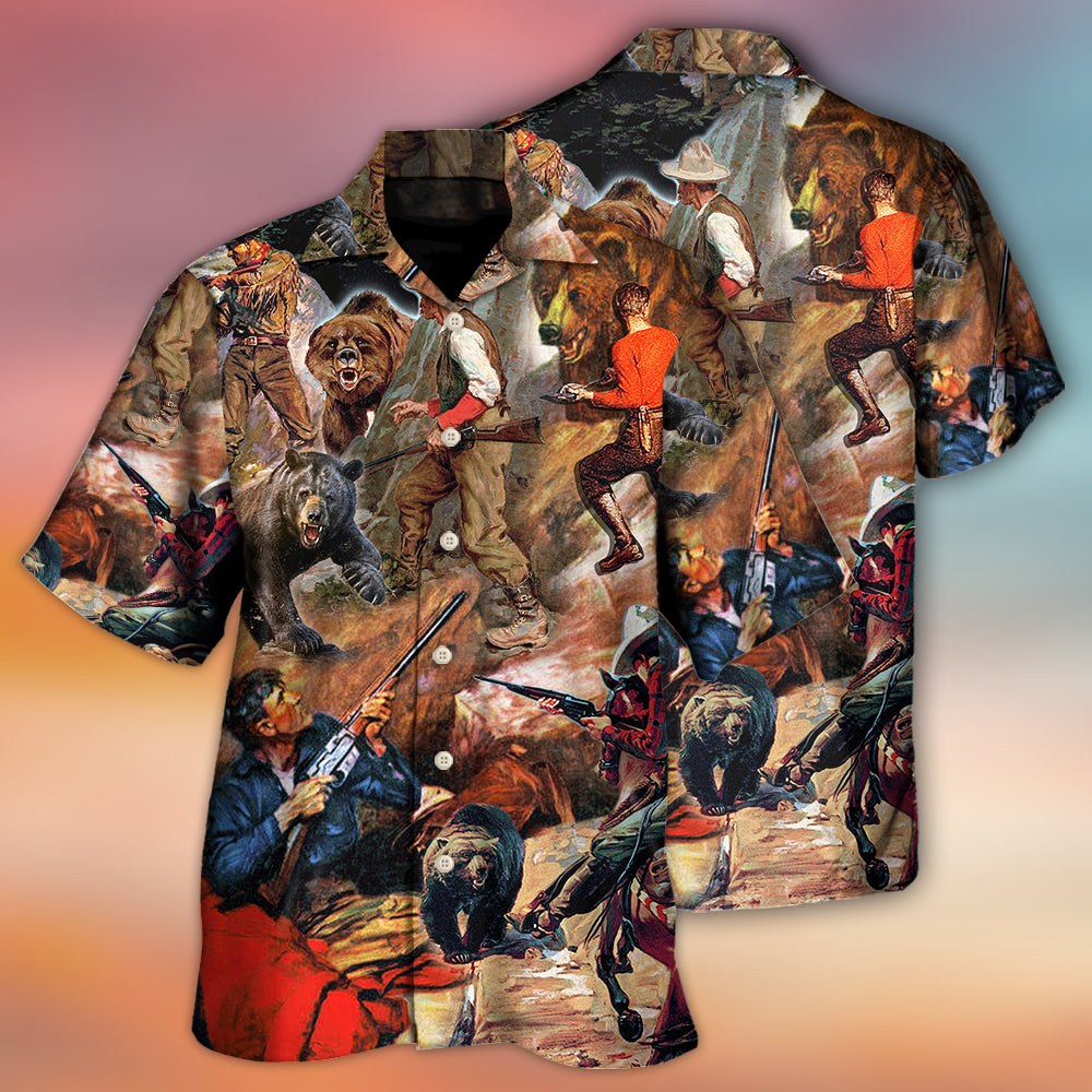 Hunting Bear Cowboy Cool Art – Hawaiian Shirt