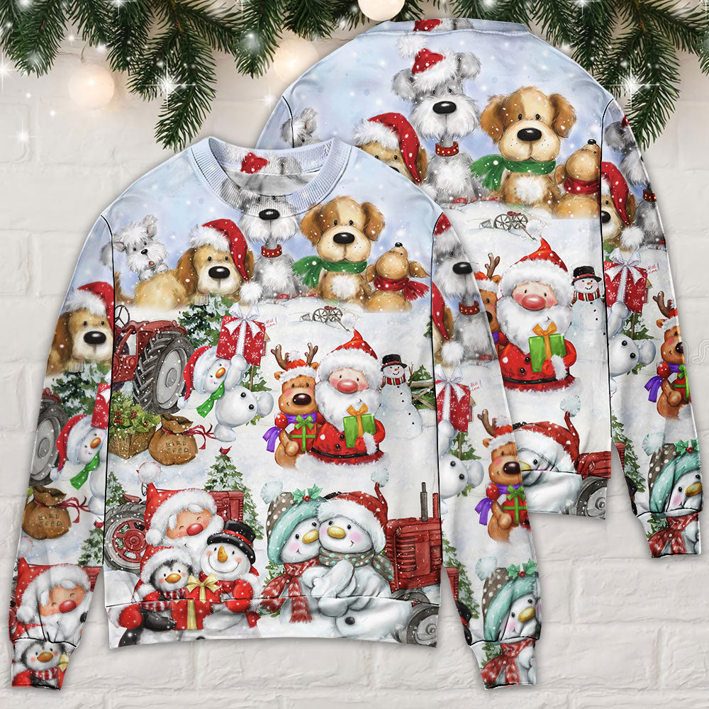 Santa And Snowman Happy Together – Sweater - Ugly Christmas Sweater