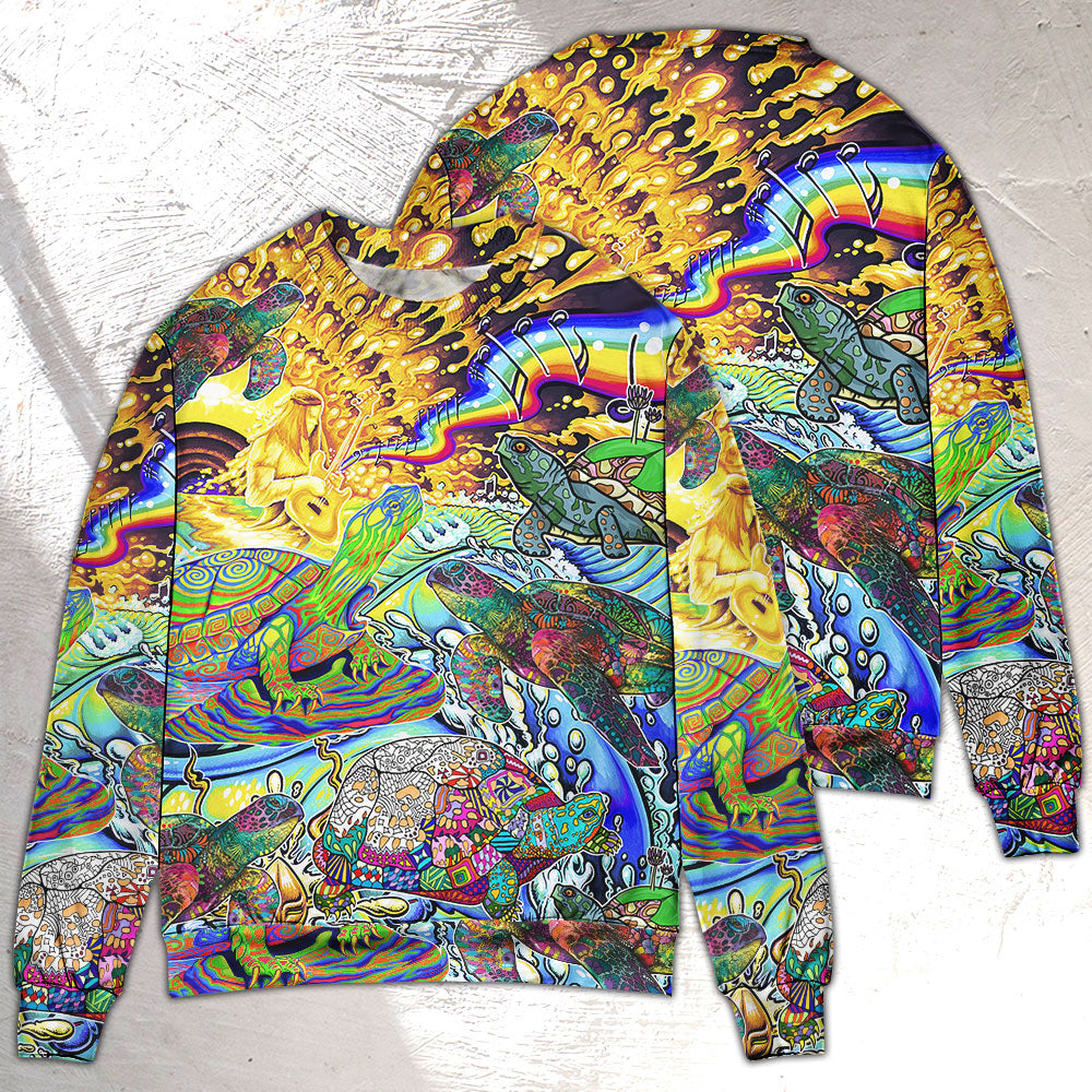 Hippie Turtle Colorful Peace Art – Sweater - Ugly Christmas Sweater
