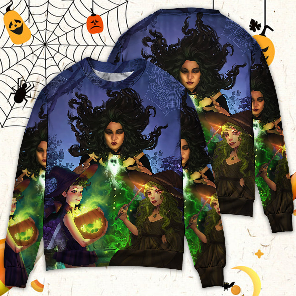 Halloween Witch Ghost Dark Forest Art – Sweater - Ugly Christmas Sweater