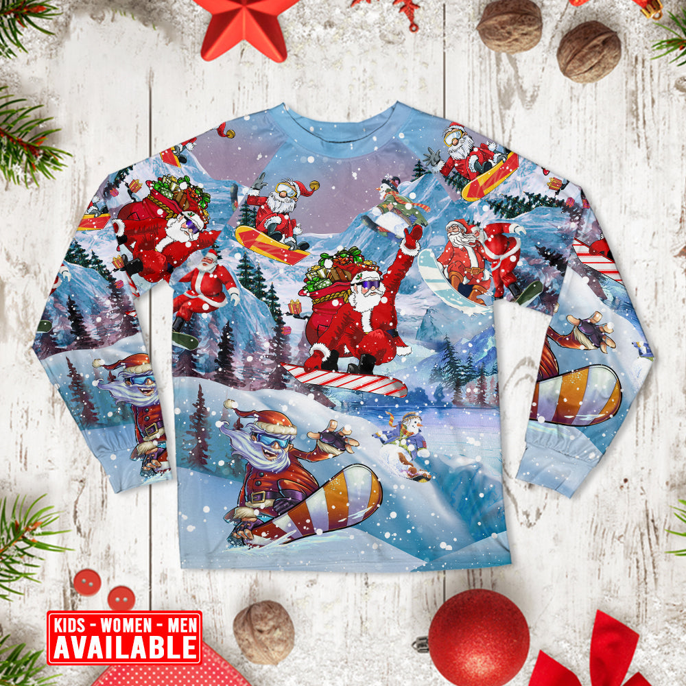 Christmas Close To Heaven Down To Earth Snowboarding - Pajamas Long Sleeve - Owls Matrix LTD