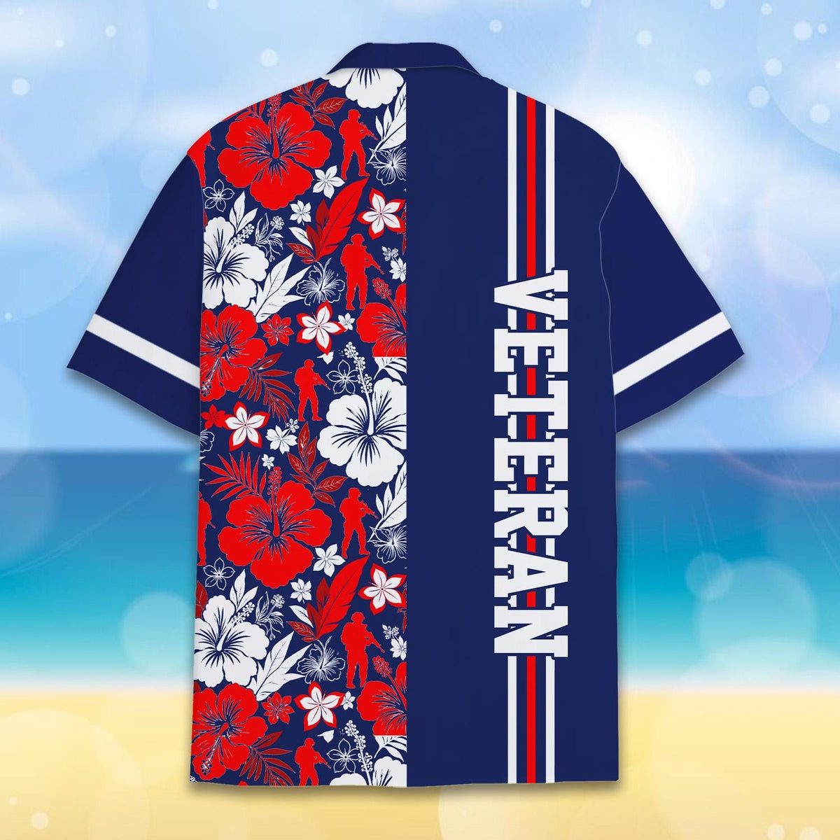 Patriotic Veteran Military Silhouette Hibiscus Floral – Hawaiian Shirt