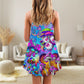 Hippie Mushroom Colorful Cool – Women's Summer Sleeveless V-Neck Camisole Dress