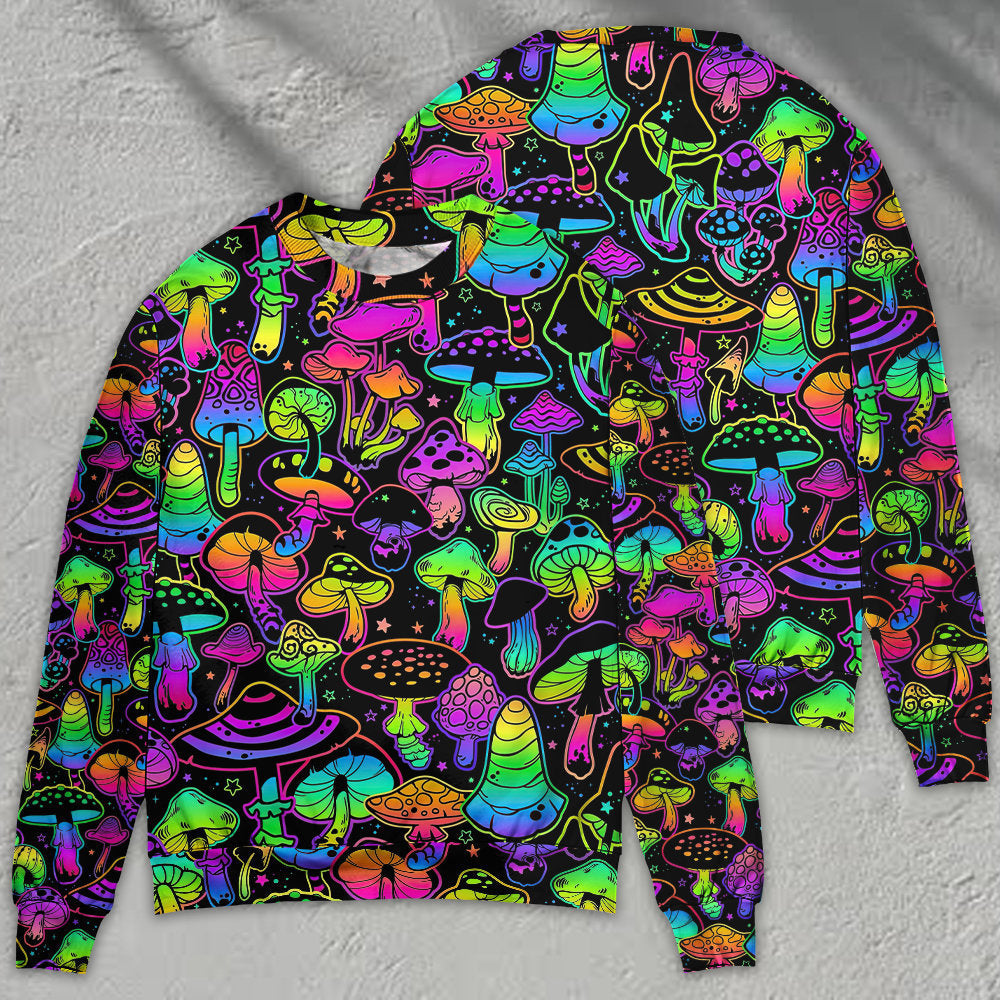 Neon Magic Mushroom Stunning Art – Sweater - Ugly Christmas Sweater