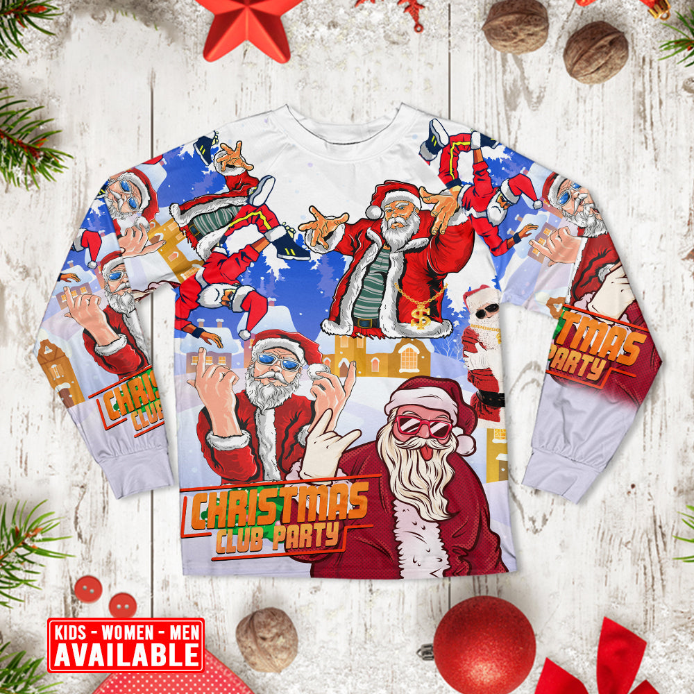 Christmas Santa Dances Like A Star - Pajamas Long Sleeve - Owls Matrix LTD
