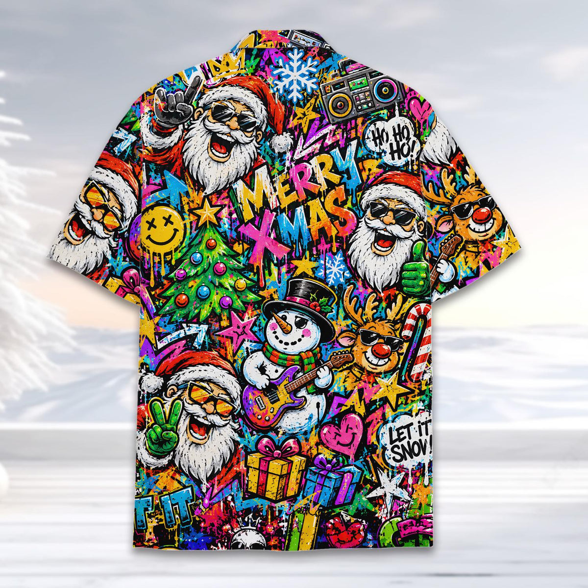 Graffiti Santa Snowman Reindeer Christmas – Hawaiian Shirt