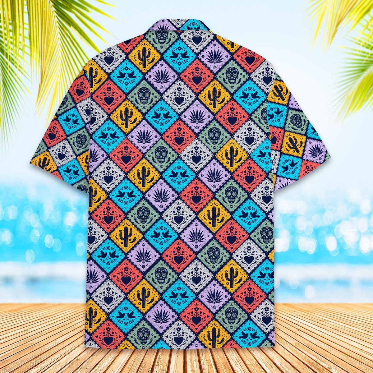 Cactus Skull Folk Art Agave Hearts Birds Fiesta – Hawaiian Shirt