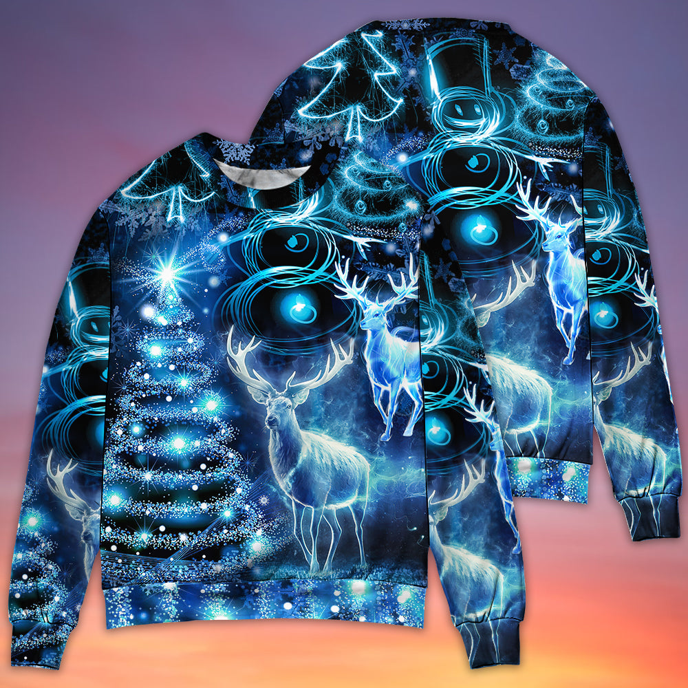 Christmas Deer Snowman Tree Glow Light – Sweater - Ugly Christmas Sweater