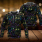 Neon Colorful Cat Playing Kitten Art – 3D Hoodie