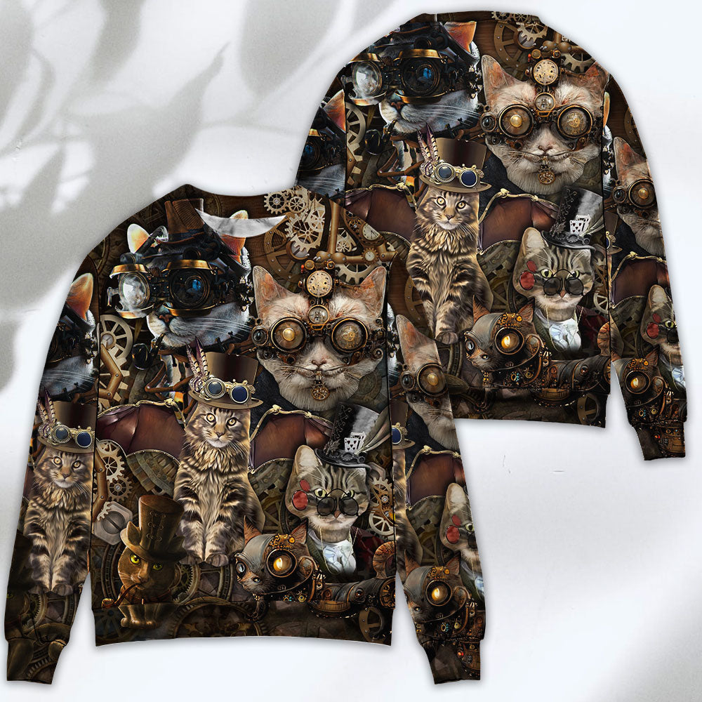 Steampunk Cat Fantasy Art Style – Sweater - Ugly Christmas Sweater