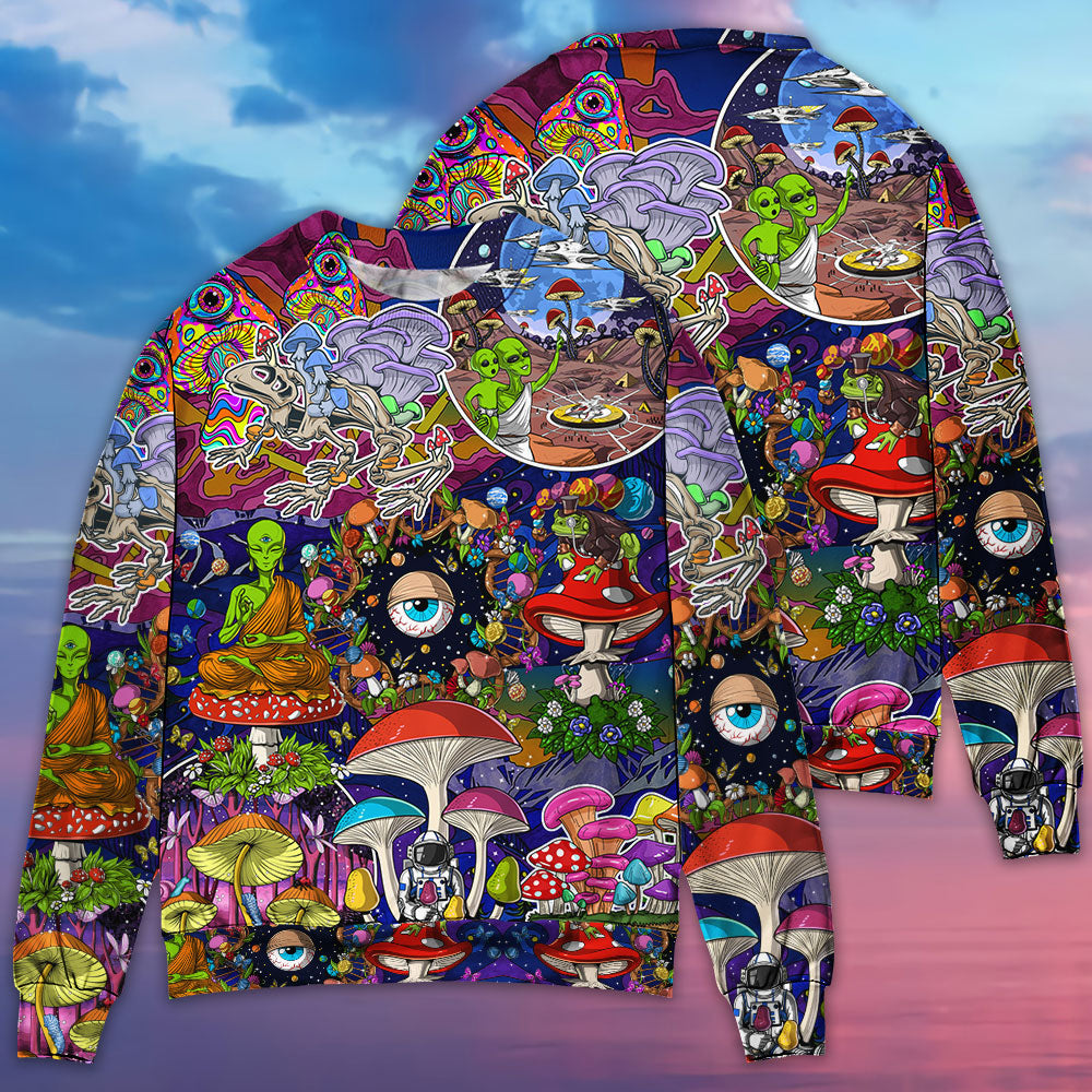 Hippie Mushroom Alien Colorful Art – Sweater - Ugly Christmas Sweater