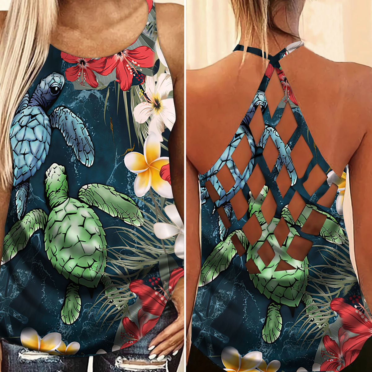 Turtle Swimming To The Moon Limited Edition 3 – Hollow Tank Top