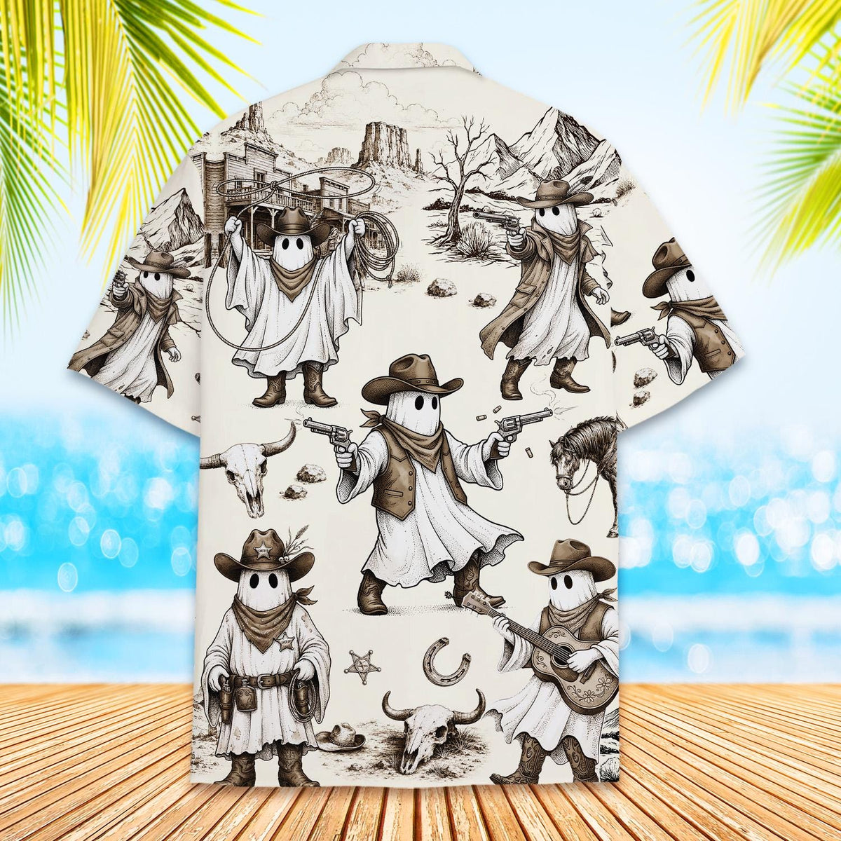 Cowboy Ghost Vintage Pumpkin Cactus Halloween – Hawaiian Shirt