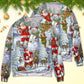 Christmas Santa Snowman Elf Happy Art – Sweater - Ugly Christmas Sweater
