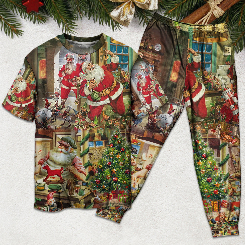 Christmas Santa's Toy Workshop - Pajamas Short Sleeve - Owls Matrix LTD