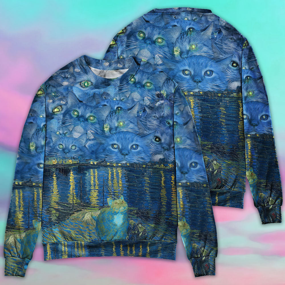 Cat Starry Night Artistic Style – Sweater - Ugly Christmas Sweater