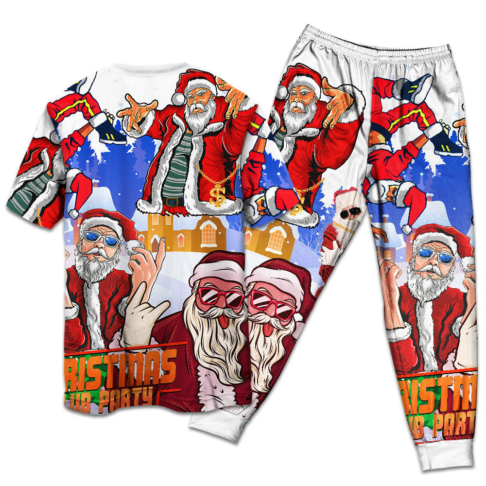 Christmas Santa Dances Like A Star - Pajamas Short Sleeve - Owls Matrix LTD