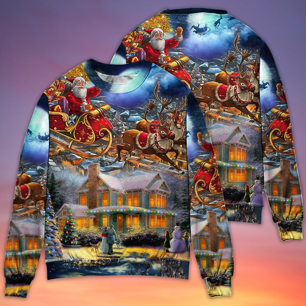 Christmas Santa Snowman Family Love Light Art – Sweater - Ugly Christmas Sweater
