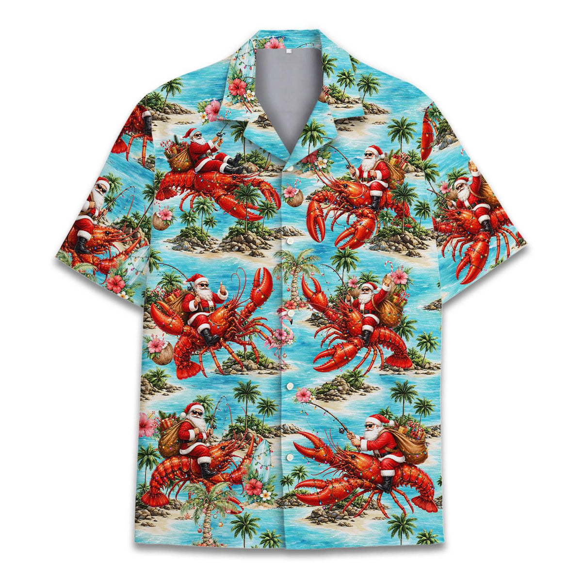 Funny Santa Lobster Tropical Christmas Beach – Hawaiian Shirt