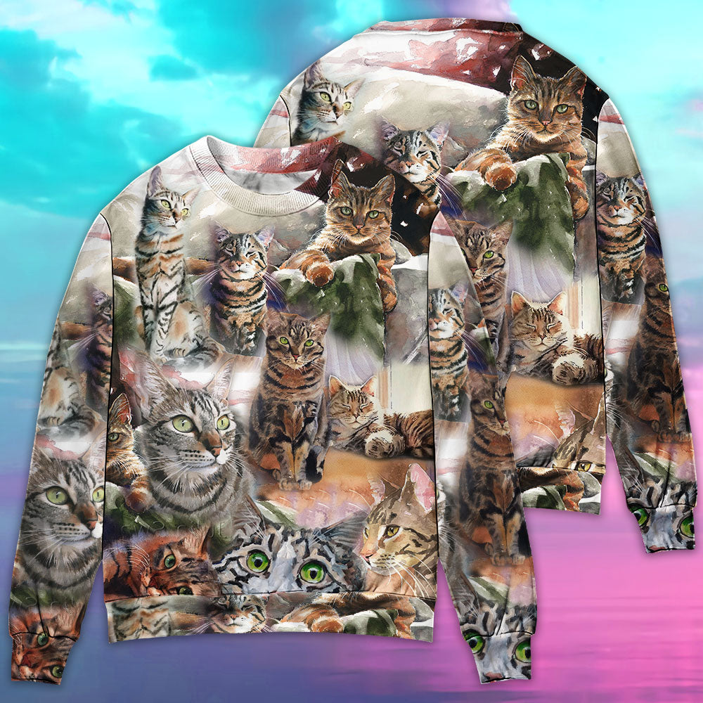 Tabby Cat Daily Portrait Art Style – Sweater - Ugly Christmas Sweater