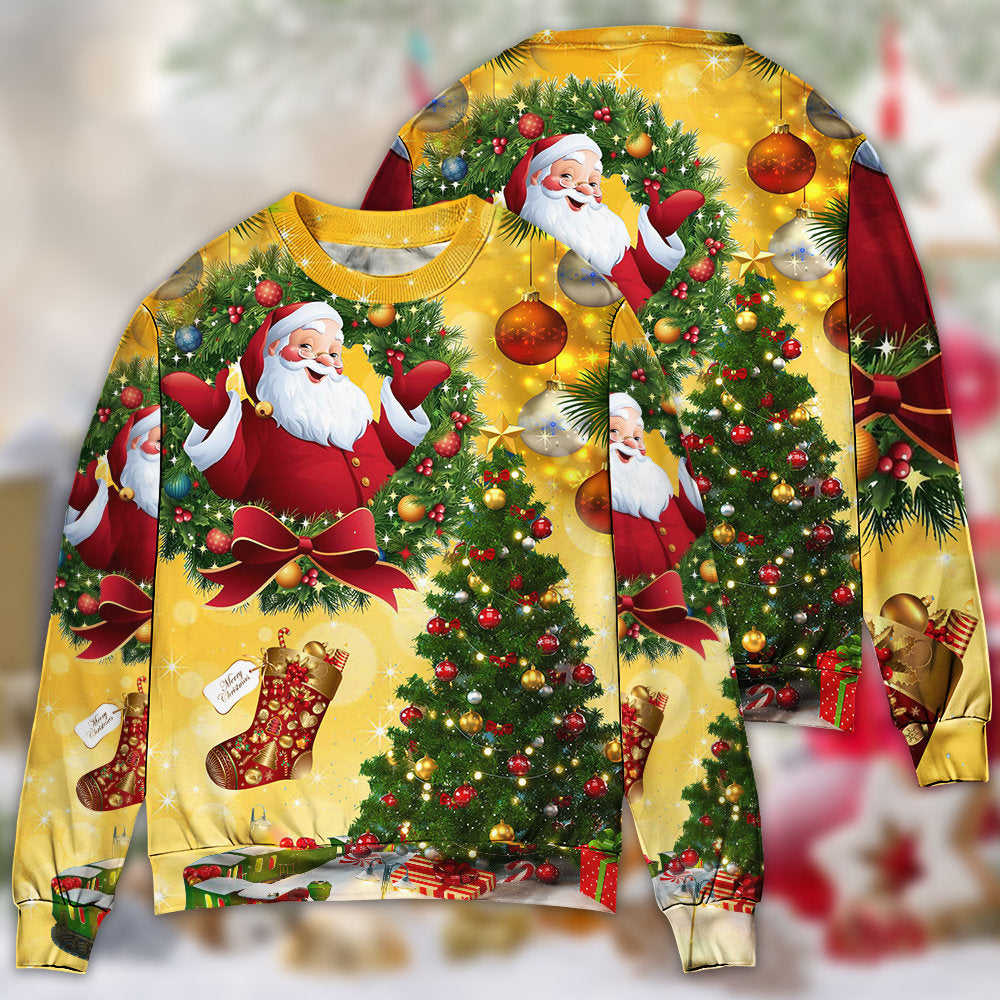 Christmas Tree Yellow Santa Claus – Sweater - Ugly Christmas Sweater