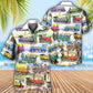 Watercolor Train And Mountain Landscape - Hawaiian Shirt
