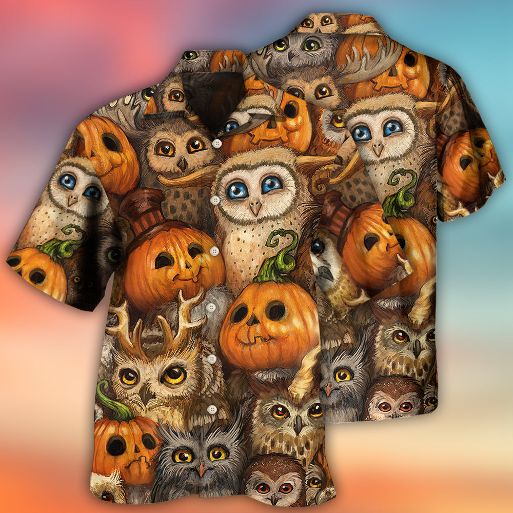 Halloween Owl And Pumpkin Pattern - Hawaiian Shirt