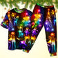 Christmas Family Happy Love Tree Neon Light Style - Pajamas Short Sleeve - Owls Matrix LTD