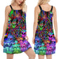 Hippie Alien Peace Colors – Women's Summer Sleeveless V-Neck Camisole Dress
