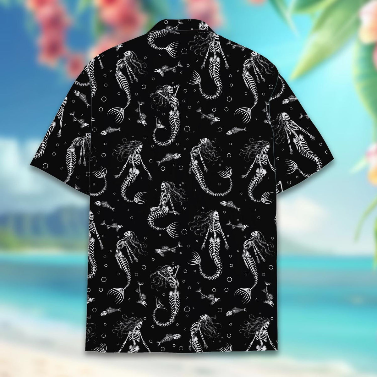 Mermaid Skeleton Gothic Spooky Ocean Halloween – Hawaiian Shirt