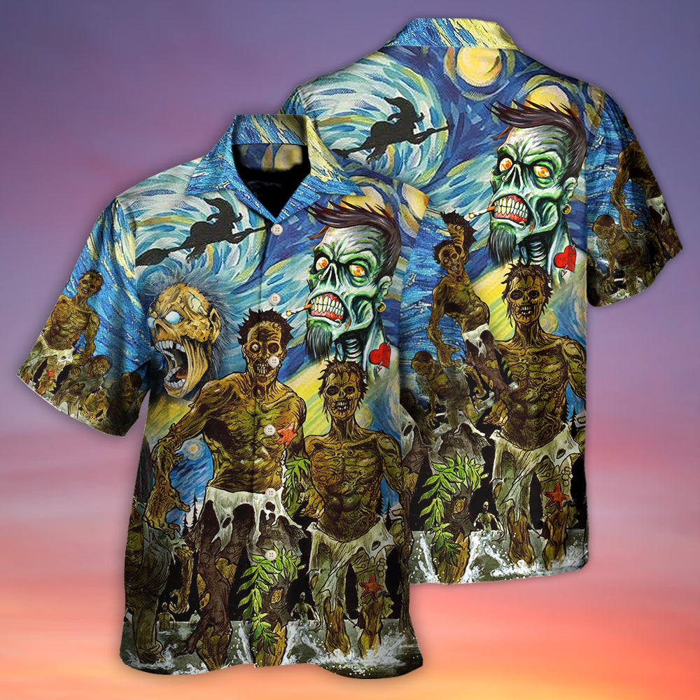 Halloween Zombie Starry Night Funny Boo Art - Hawaiian Shirt