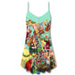 Santa World Map Christmas Love – Women's Summer Sleeveless V-Neck Camisole Dress