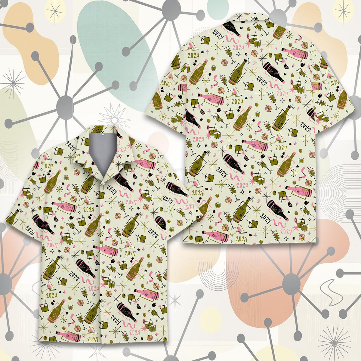 Happy New Year Champagne Bottle Countdown Celebration – Hawaiian Shirt