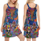 Hippie Skull Love Life – Women's Summer Sleeveless V-Neck Camisole Dress