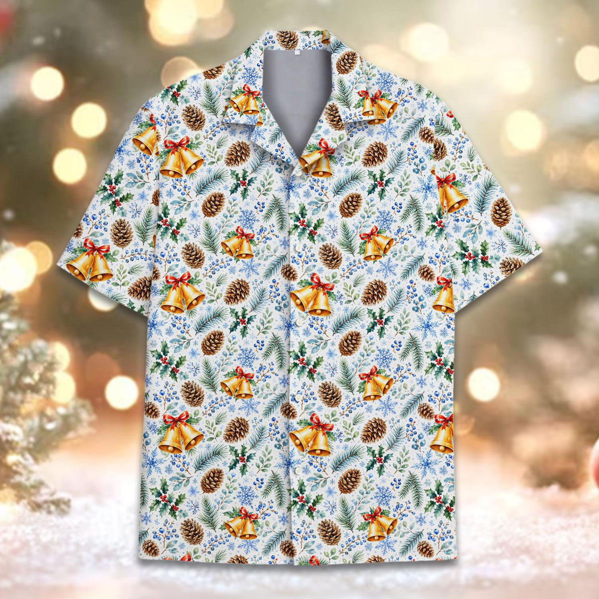 Christmas Pine Cone Bell Holly Snowflake Winter – Hawaiian Shirt