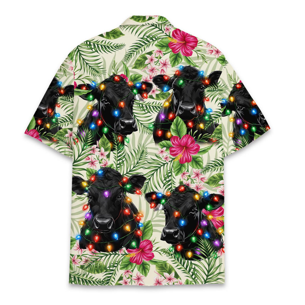 Black Angus Cow Christmas Lights Holiday – Hawaiian Shirt