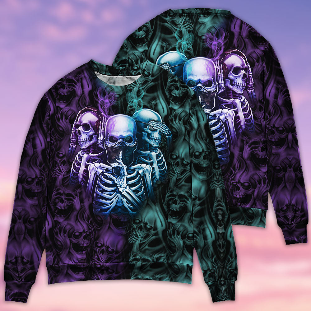 Skull See No Evil Style Art – Sweater - Ugly Christmas Sweater