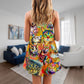 Funny Cat Lover Colorful Painting – Women's Summer Sleeveless V-Neck Camisole Dress